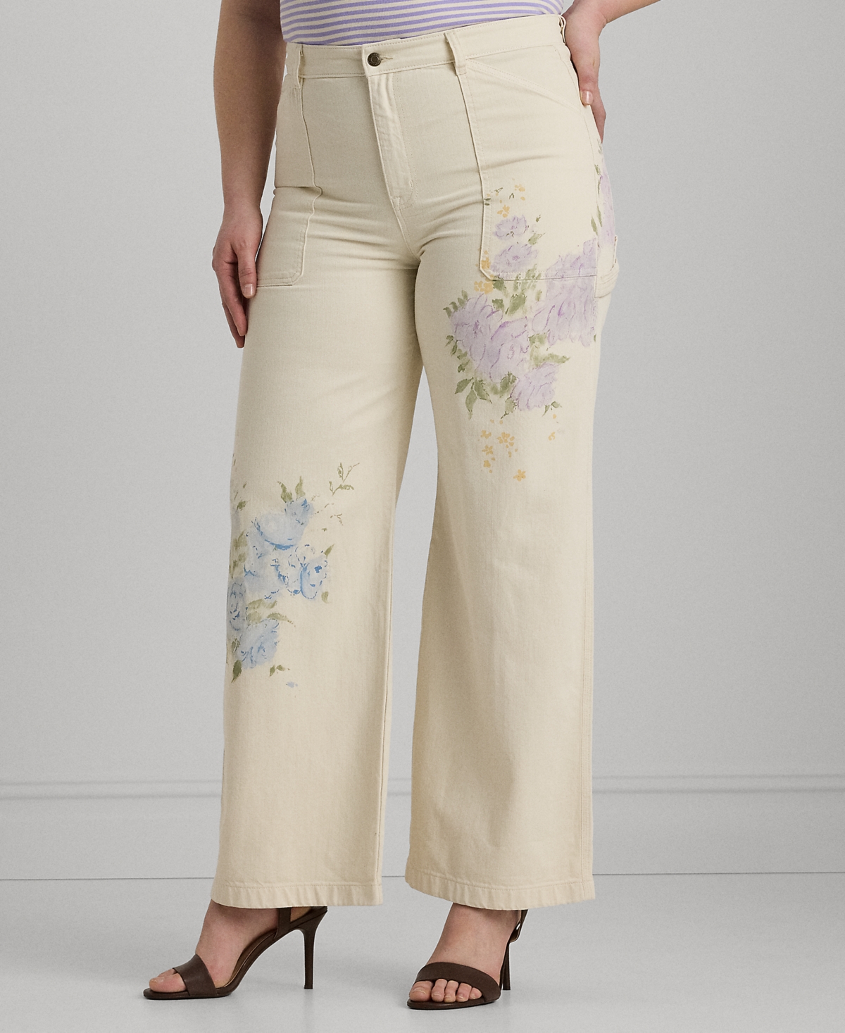 Lauren Ralph Lauren Floral High-rise Wide-leg Jean In Mascarpone Cream Wash