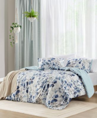 Gabby Reversible Floral Botanical Seersucker 3-Pc. Comforter Set, King/California King
