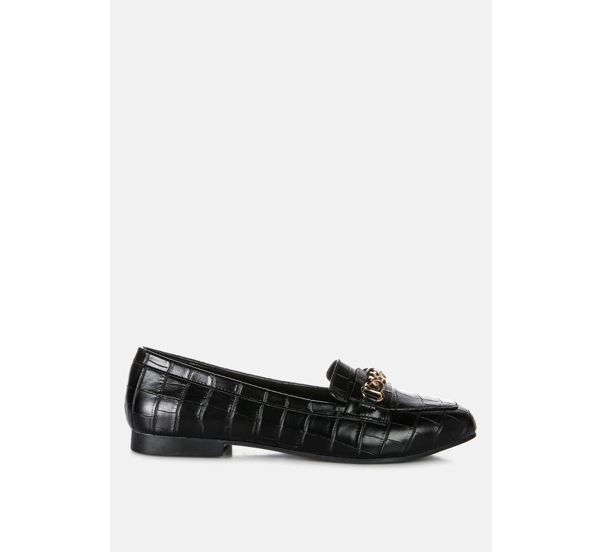 bro zone croc metal chain loafers - Black