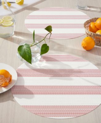 Basics Cabana Stripe Indoor/Outdoor Placemats 4-Pack Set, Reversible, 15" Round