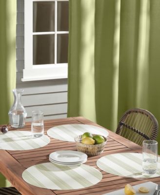 Basics Cabana Stripe Indoor/Outdoor Placemats 4-Pack Set, Reversible, 15" Round