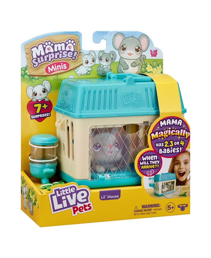 Little Live Pets Mama Surprise Minis – Ratoncito Mascota Que Tiene 2, 3 O 4 Crías, Con Accesorios Para Vestirlas, Ideal Para Regalar