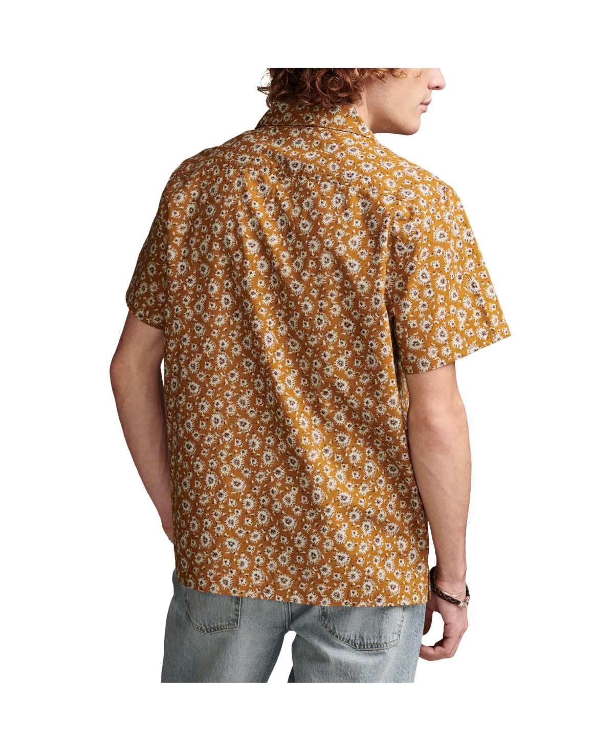 Lucky Brand Men's Printed Camp Collar Short Sleeve Shirt