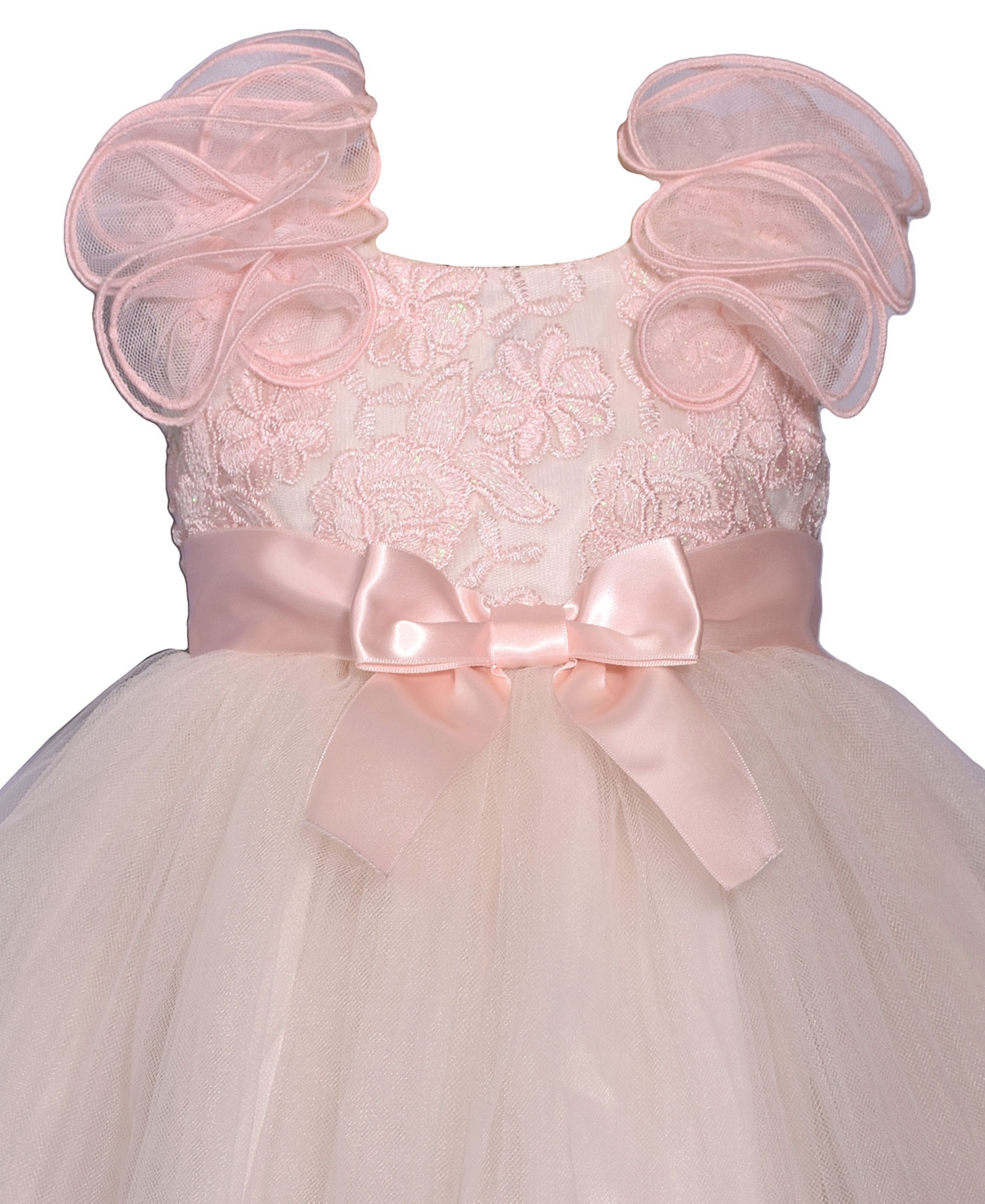 Shop Bonnie Baby Baby Girls Sleeveless Sparkle Embroidery To Mesh Ballerina Dress In Bls