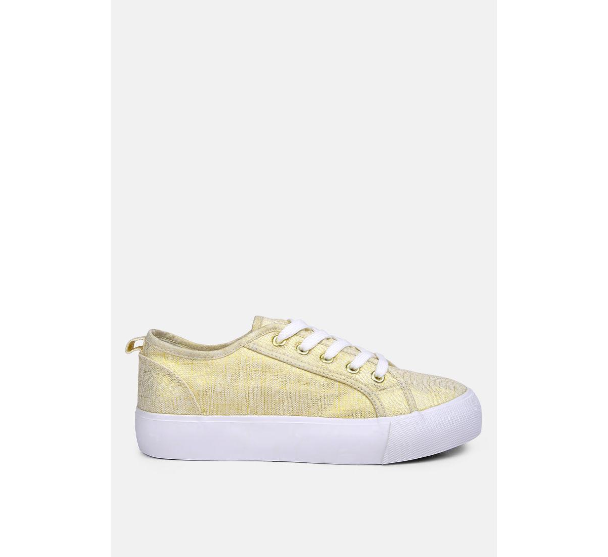 Glam Doll Casual Flatform Sneakers - Gold