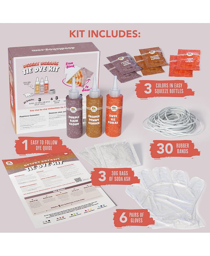 Doodle Hog Coral, Orange, Purple Tie Dye Colors Tie Dye Kit Custom