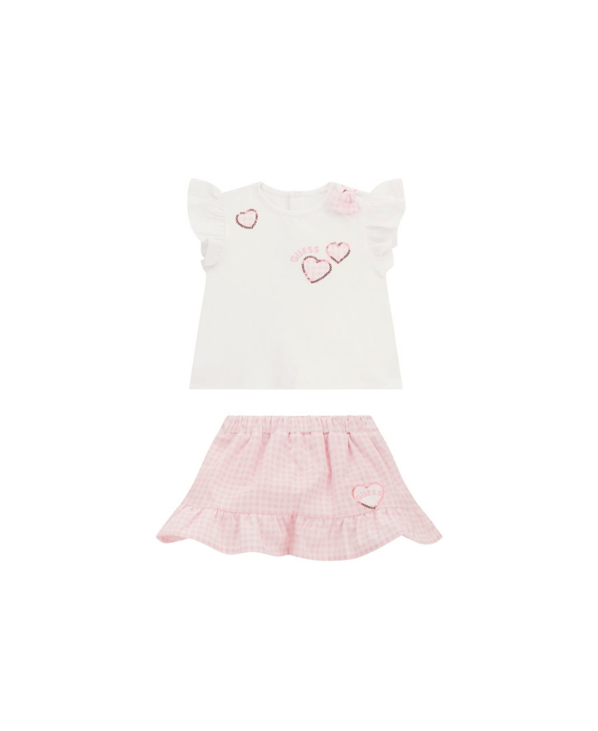 Shop Guess Baby Girl Short Sleeve T-shirt And Skirt In White
