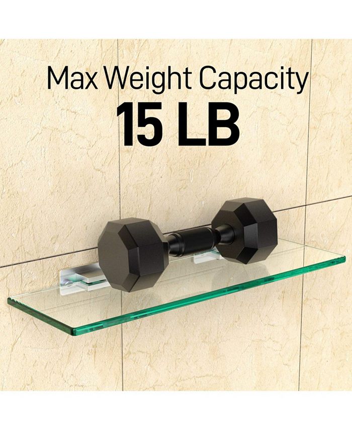 GeekDigg Wall Glass Shelves 2 Piece for Bathroom with Aluminum Bracket