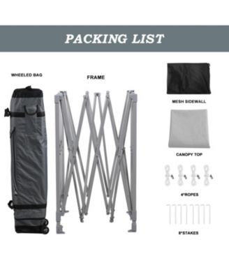 Pop Up Canopy Tent with Removable Mesh Sidewalls, Portable Instant Shade Canopy with Roller Bag