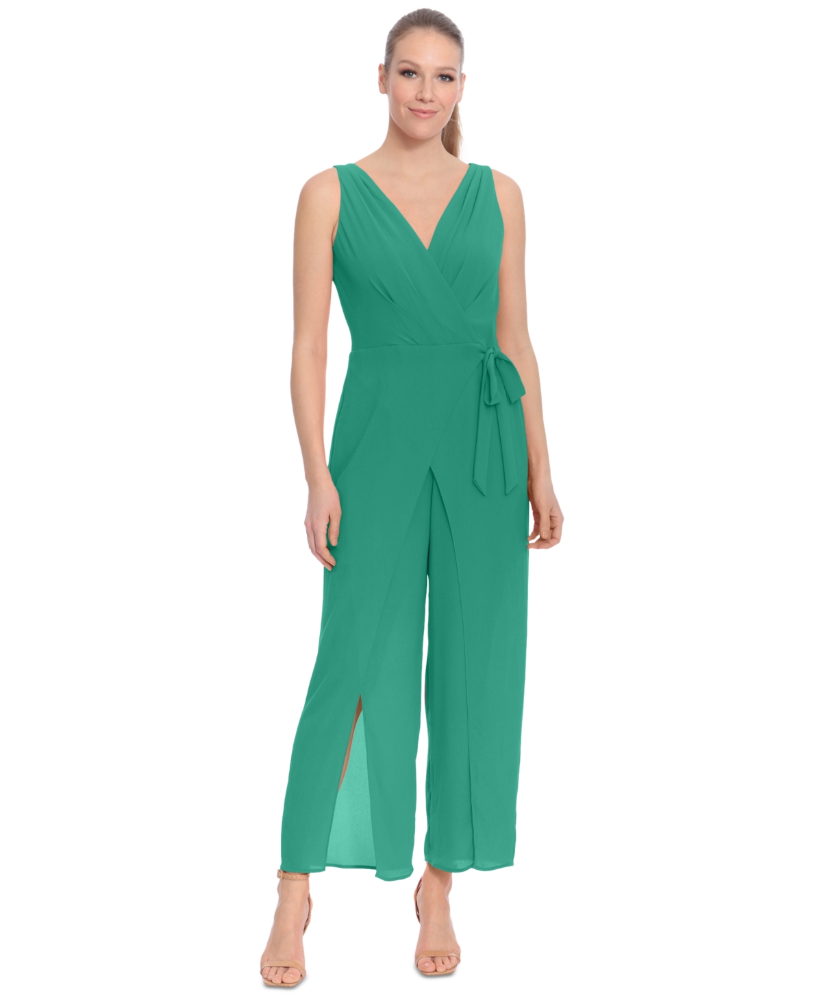 London Times Women's Tie-Waist Jumpsuit
