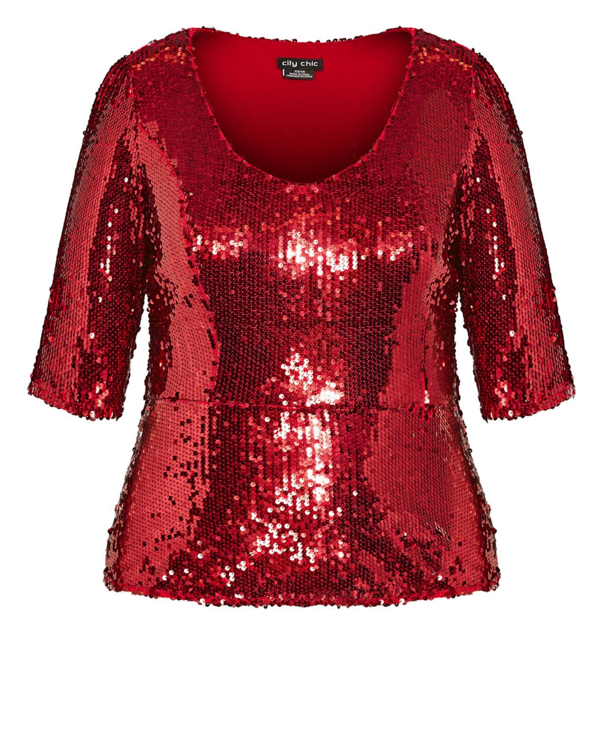 City Chic Women's Sequin Puff Top