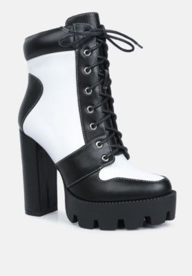 Womens Moos Block Heel Lace Up Boots