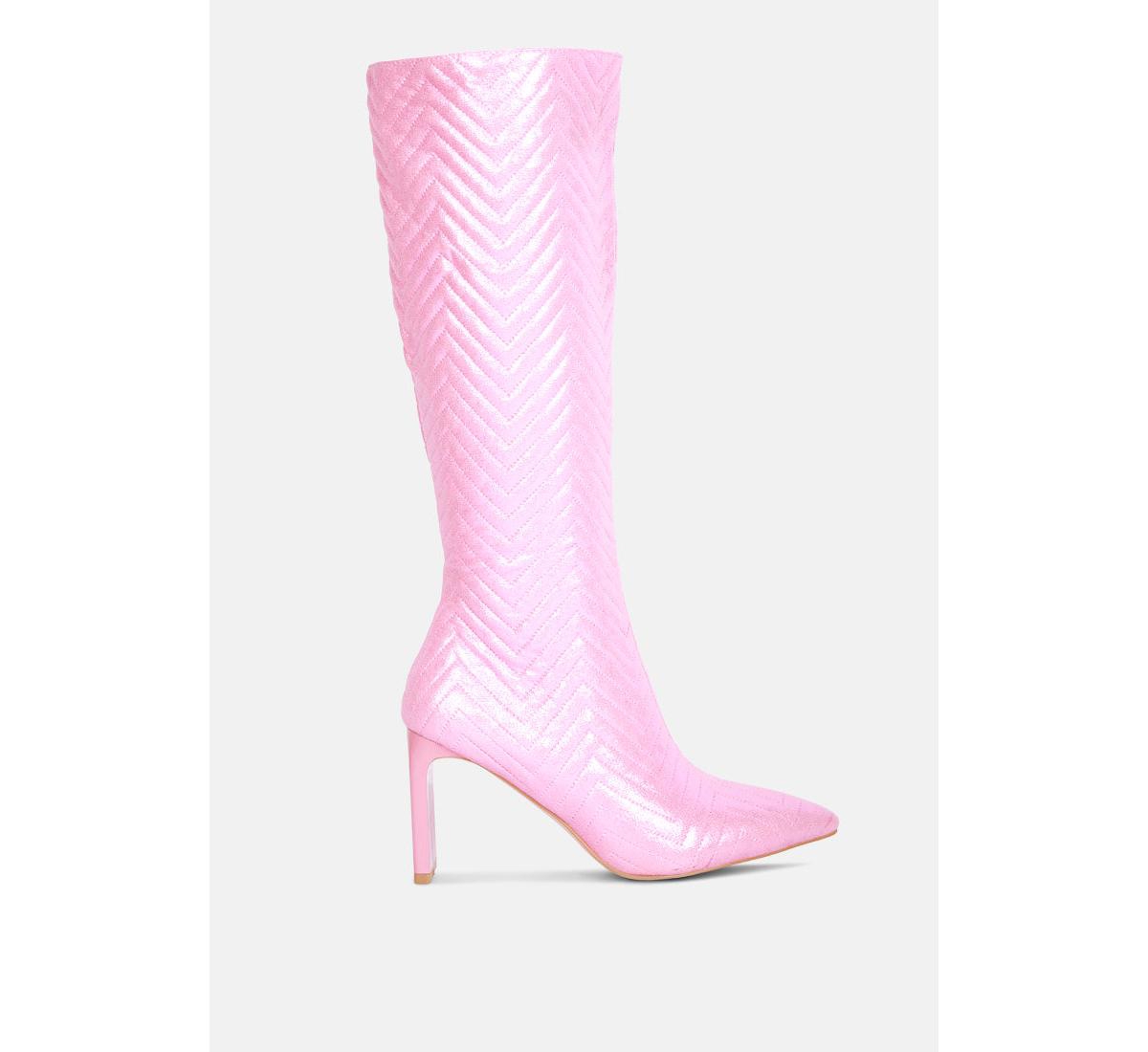 prinkles quilted Italian block heel calf boots - Pink