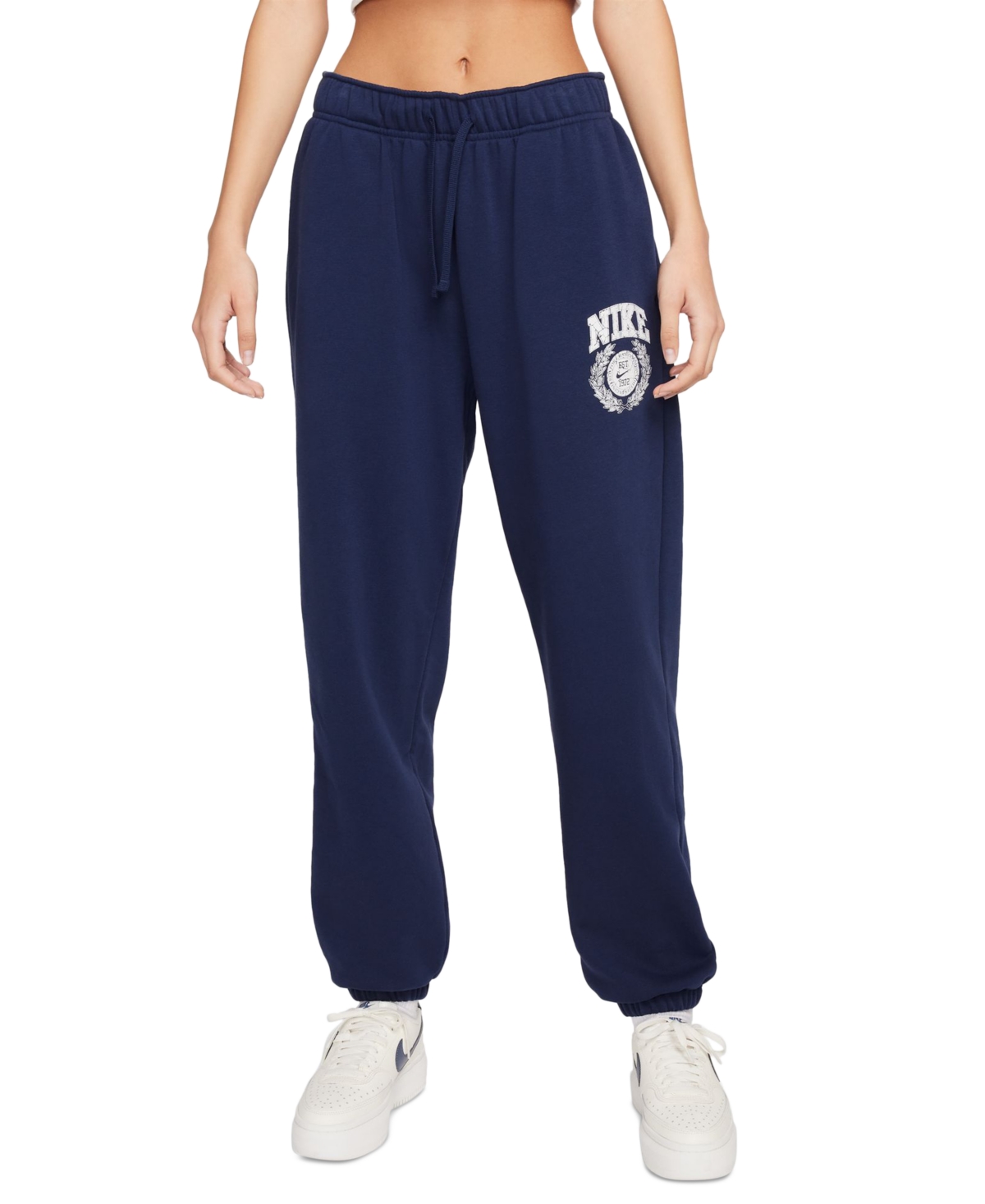Shop Nike Women's Sportswear Club Fleece Oversized Mid-rise Sweatpants In Midnight Navy