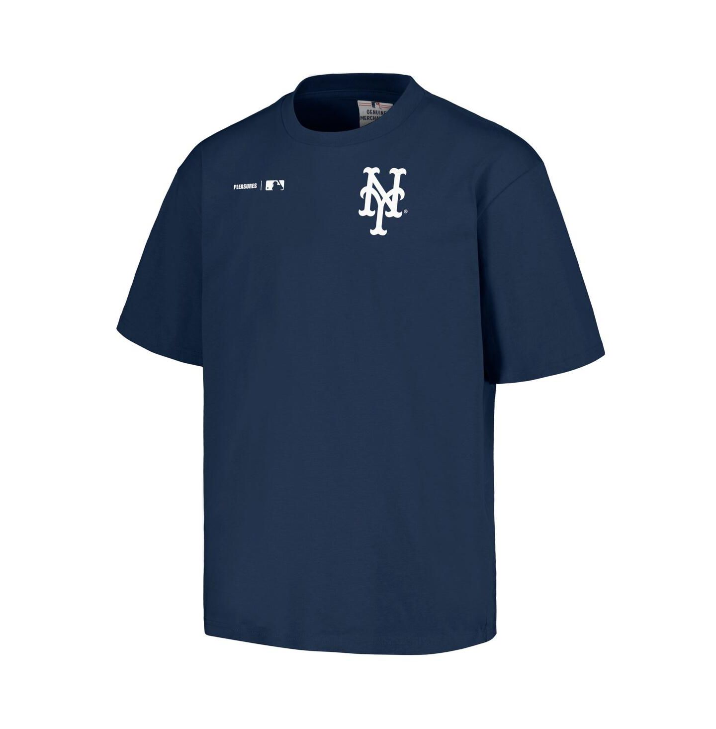 Мужская футболка PLEASURES Navy New York Mets Precision — фото 2