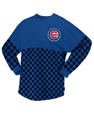 Women's Royal Chicago Cubs Checker Print Long Sleeve T-shirt
