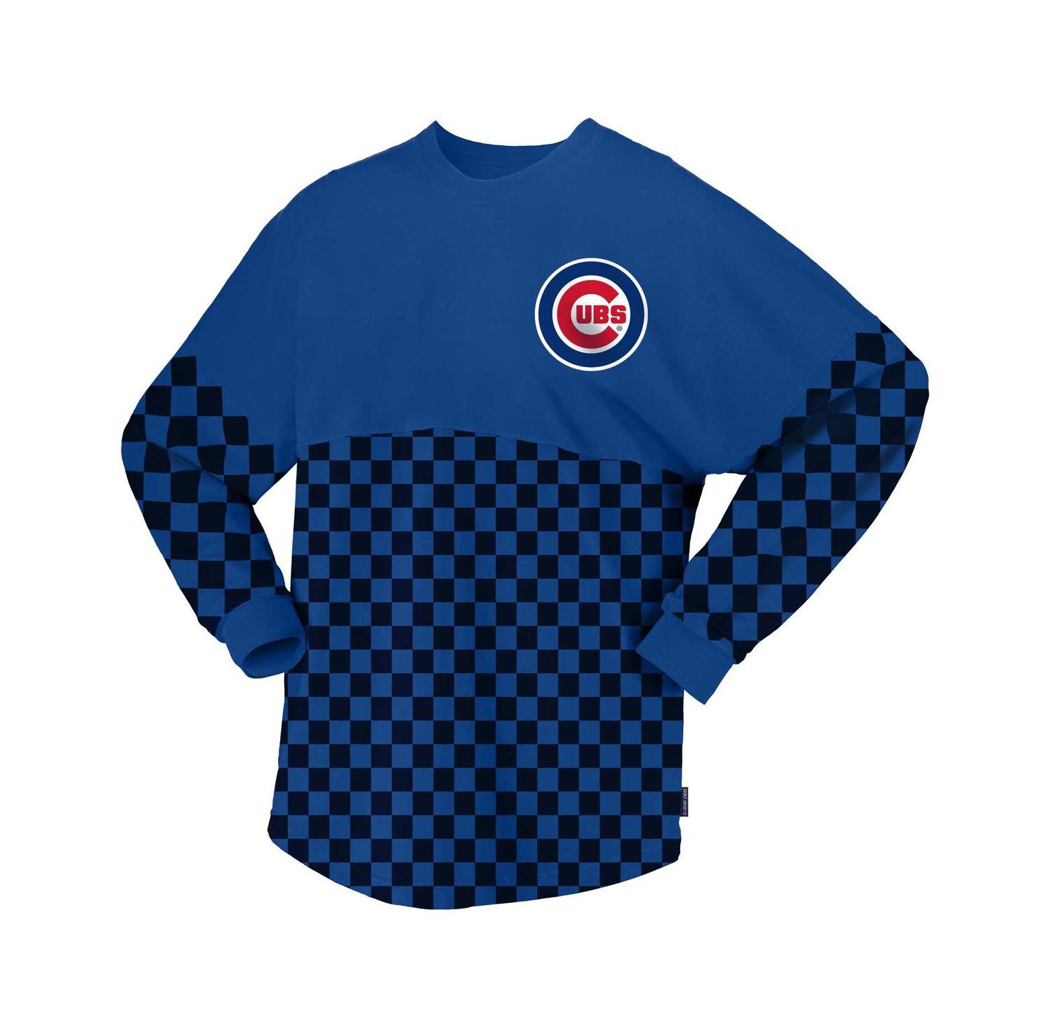 Women's Royal Chicago Cubs Checker Print Long Sleeve T-shirt