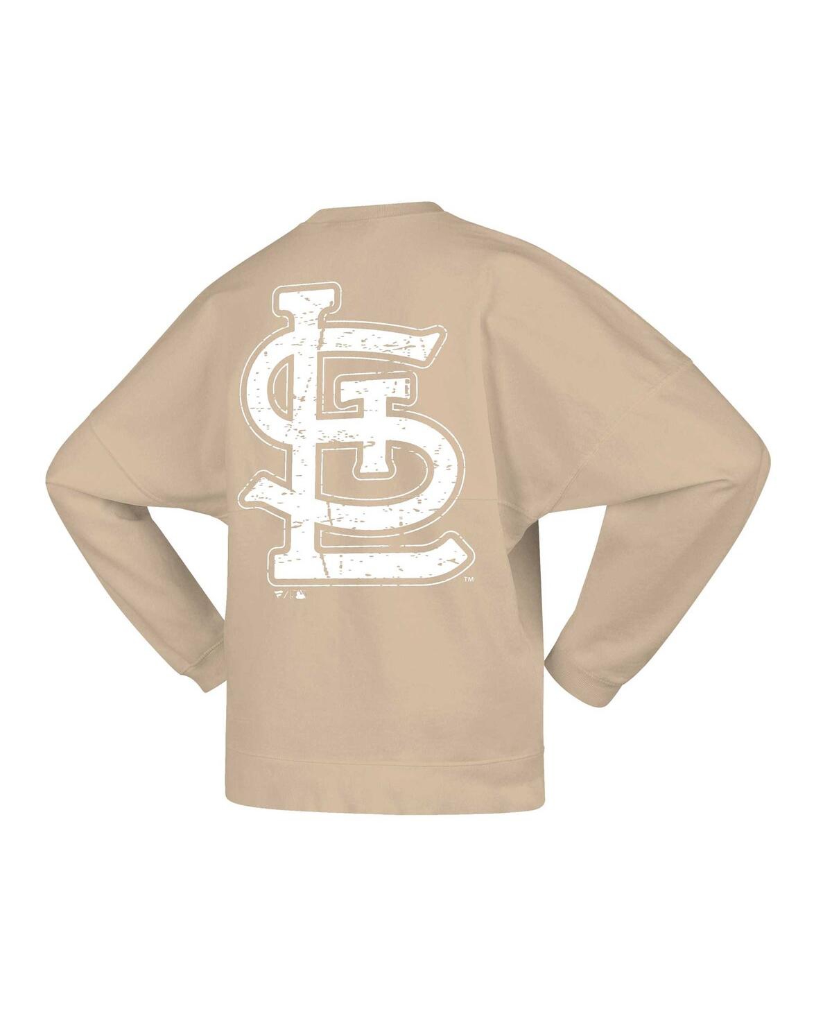 Fanatics Women's  Tan Distressed St. Louis Cardinals Branded Fleece Pullover Sweatshirt In Tan