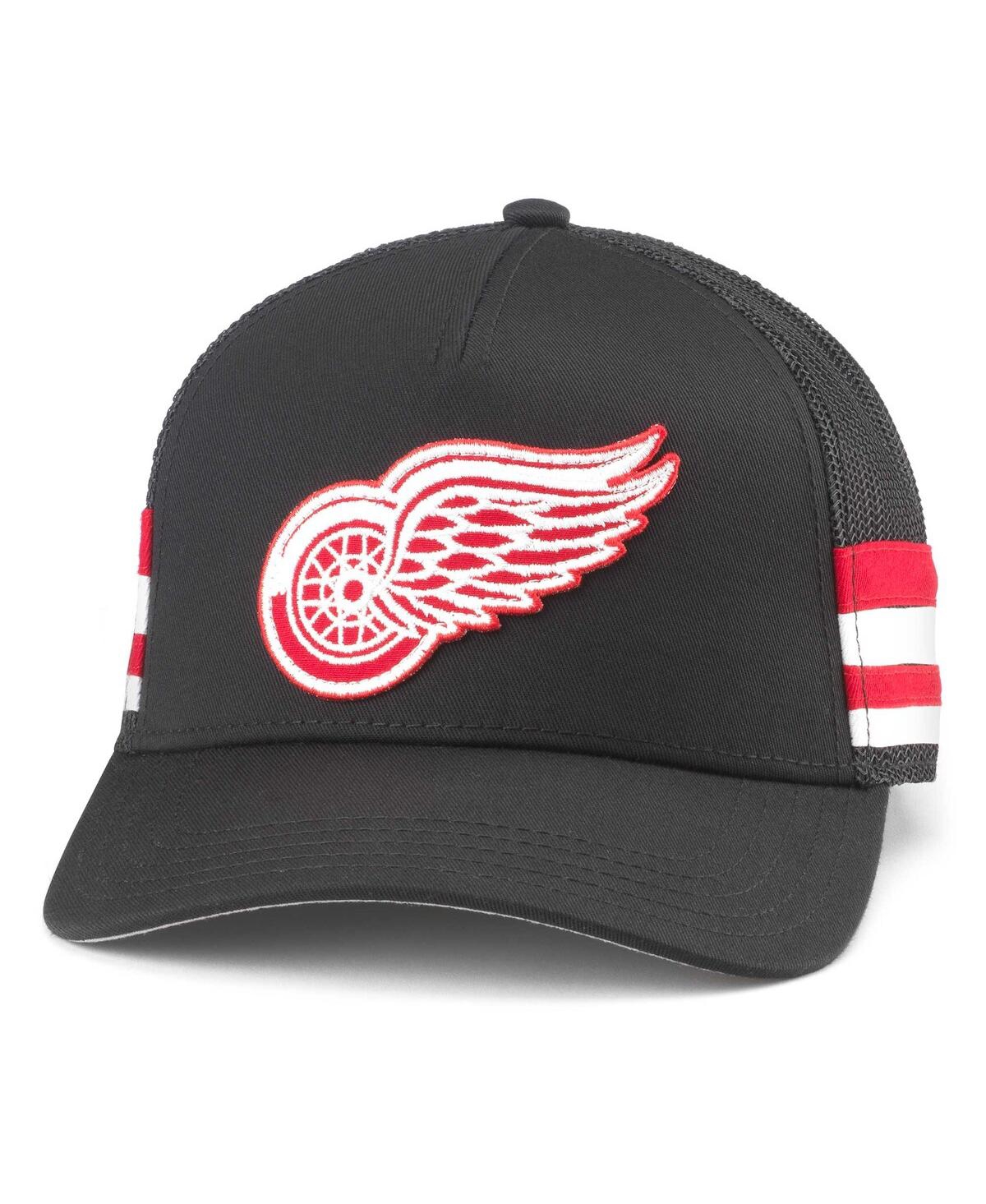 Shop American Needle Men's  Black Detroit Red Wings Hotfoot Stripes Trucker Adjustable Hat