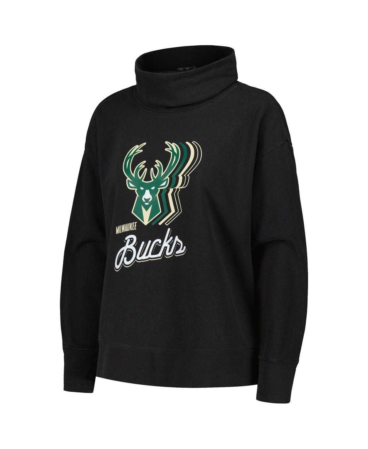 Shop Levelwear Women's  Black Milwaukee Bucks Sunset Pullover Sweatshirt