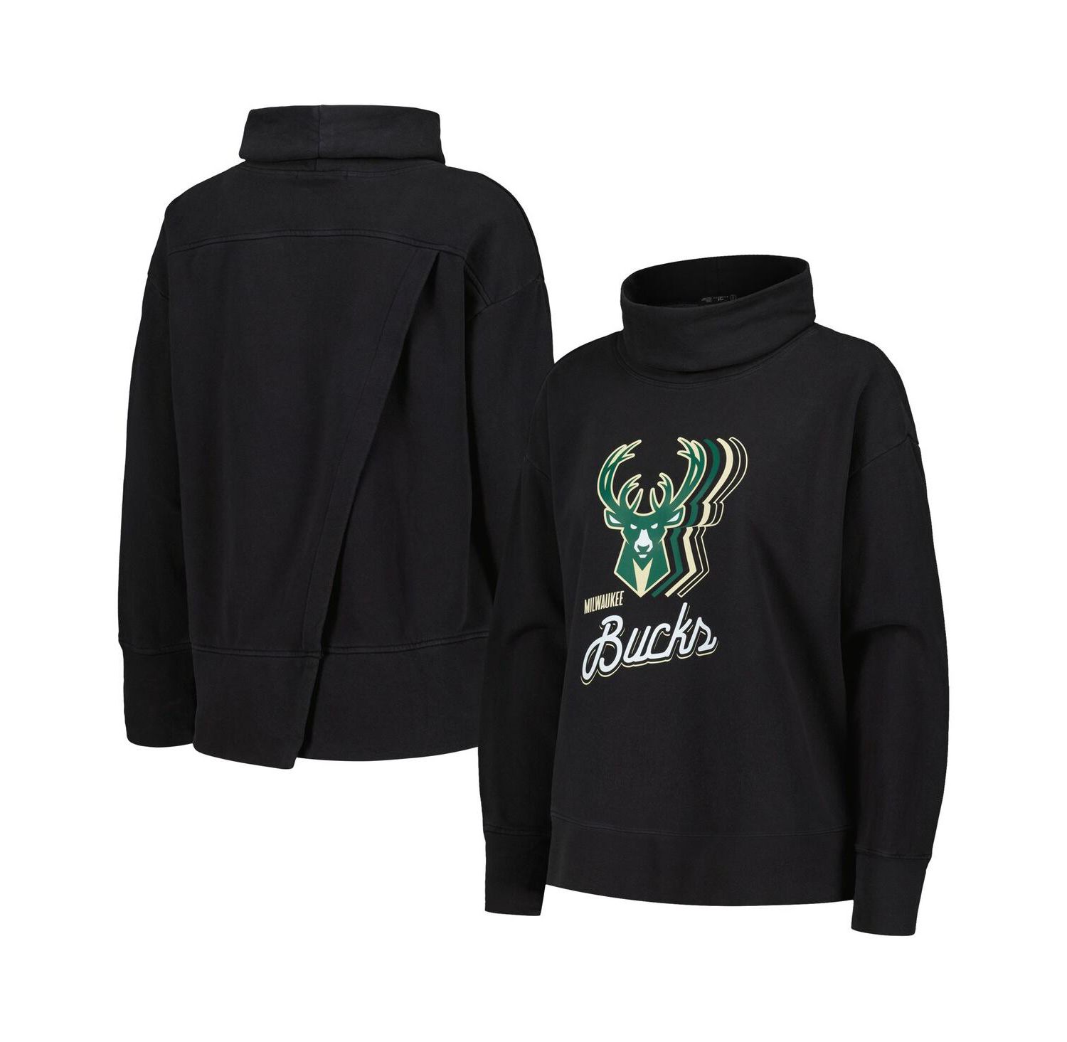 Women's Black Milwaukee Bucks Sunset Pullover Sweatshirt