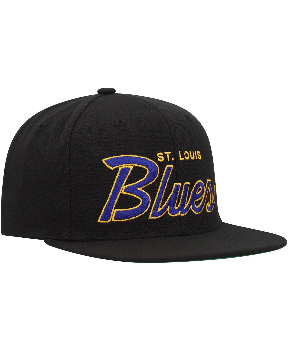Men's Mitchell & Ness Black St. Louis Blues Core Team Script 2.0 Snapback Hat