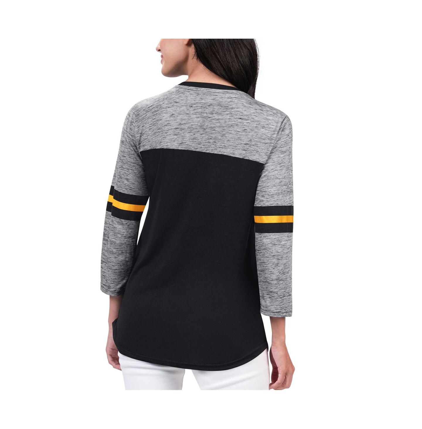 Женская футболка G-III 4Her by Carl Banks Black Boston Bruins Play The Game 3/4-Sleeve — фото 2