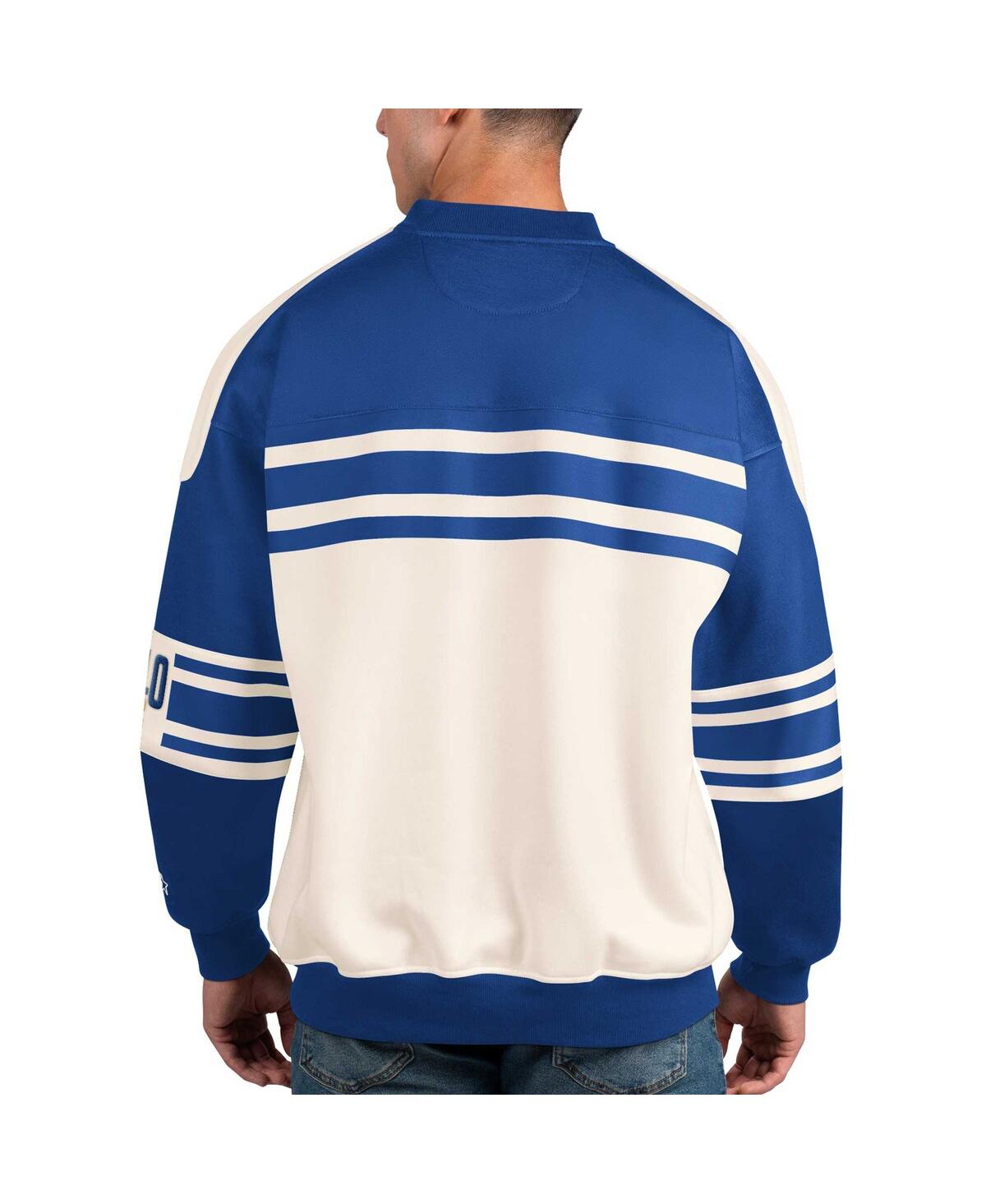 Shop Starter Men's  White Buffalo Sabres Defense Fleece Crewneck Pullover Sweatshirt