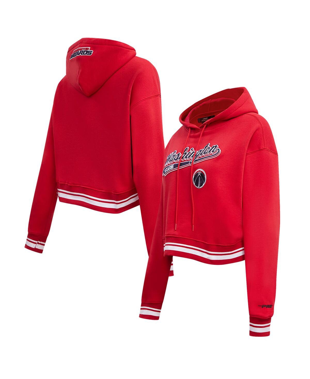 Shop Pro Standard Women's  Red Washington Wizards Script Tail Cropped Pullover Hoodie