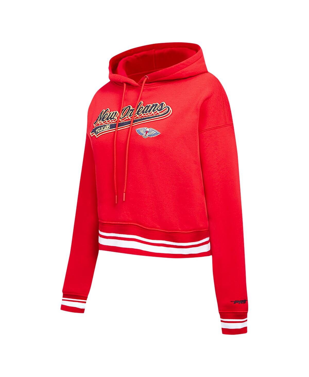 Shop Pro Standard Women's  Red New Orleans Pelicans Script Tail Cropped Pullover Hoodie