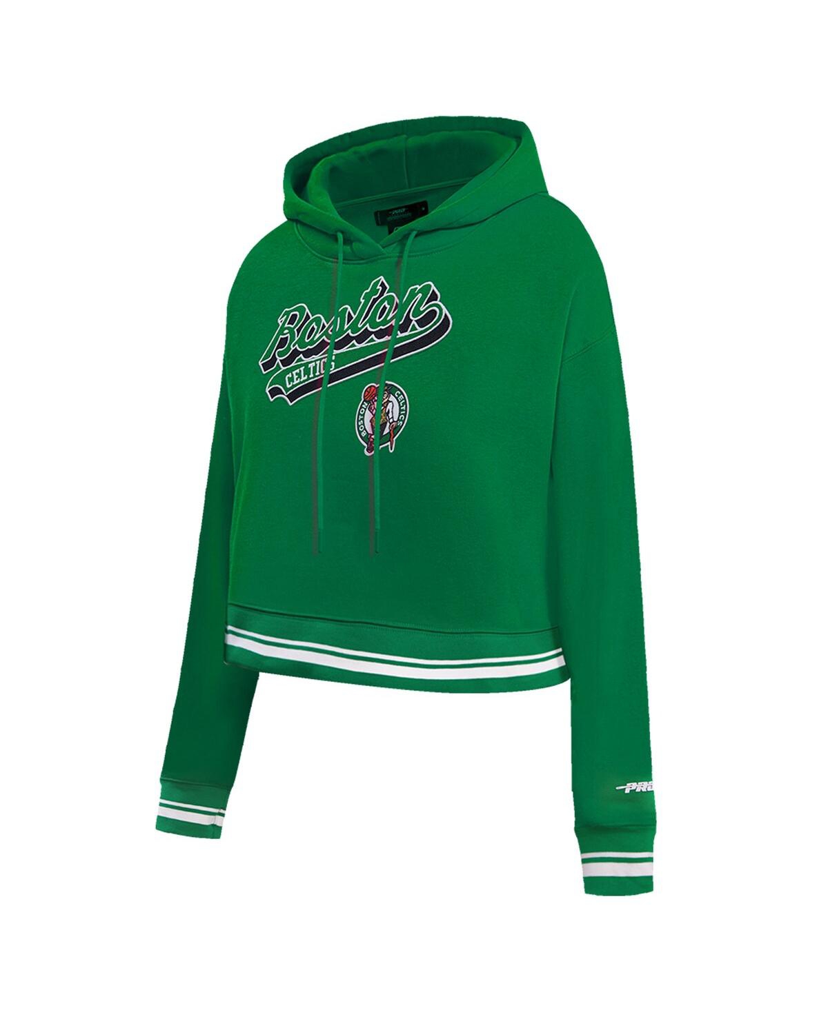 Shop Pro Standard Women's  Kelly Green Boston Celtics Script Tail Cropped Pullover Hoodie