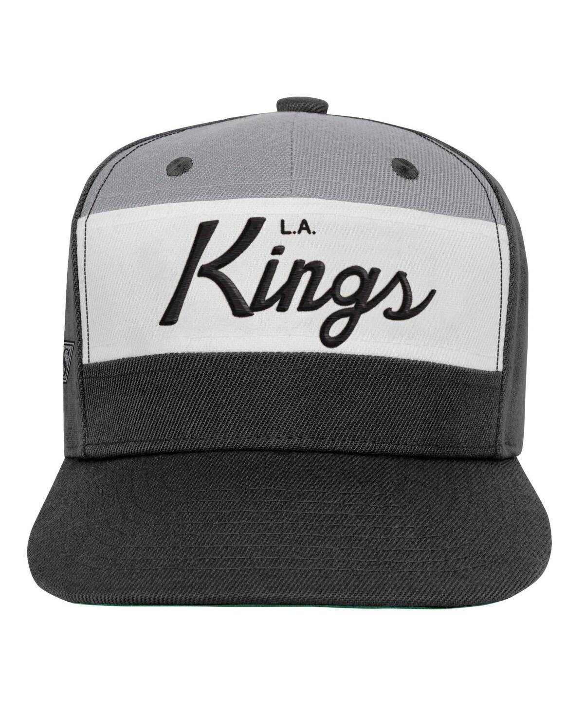 Shop Mitchell & Ness Youth Boys And Girls  Black Los Angeles Kings Retro Script Colorblocked Adjustable Ha