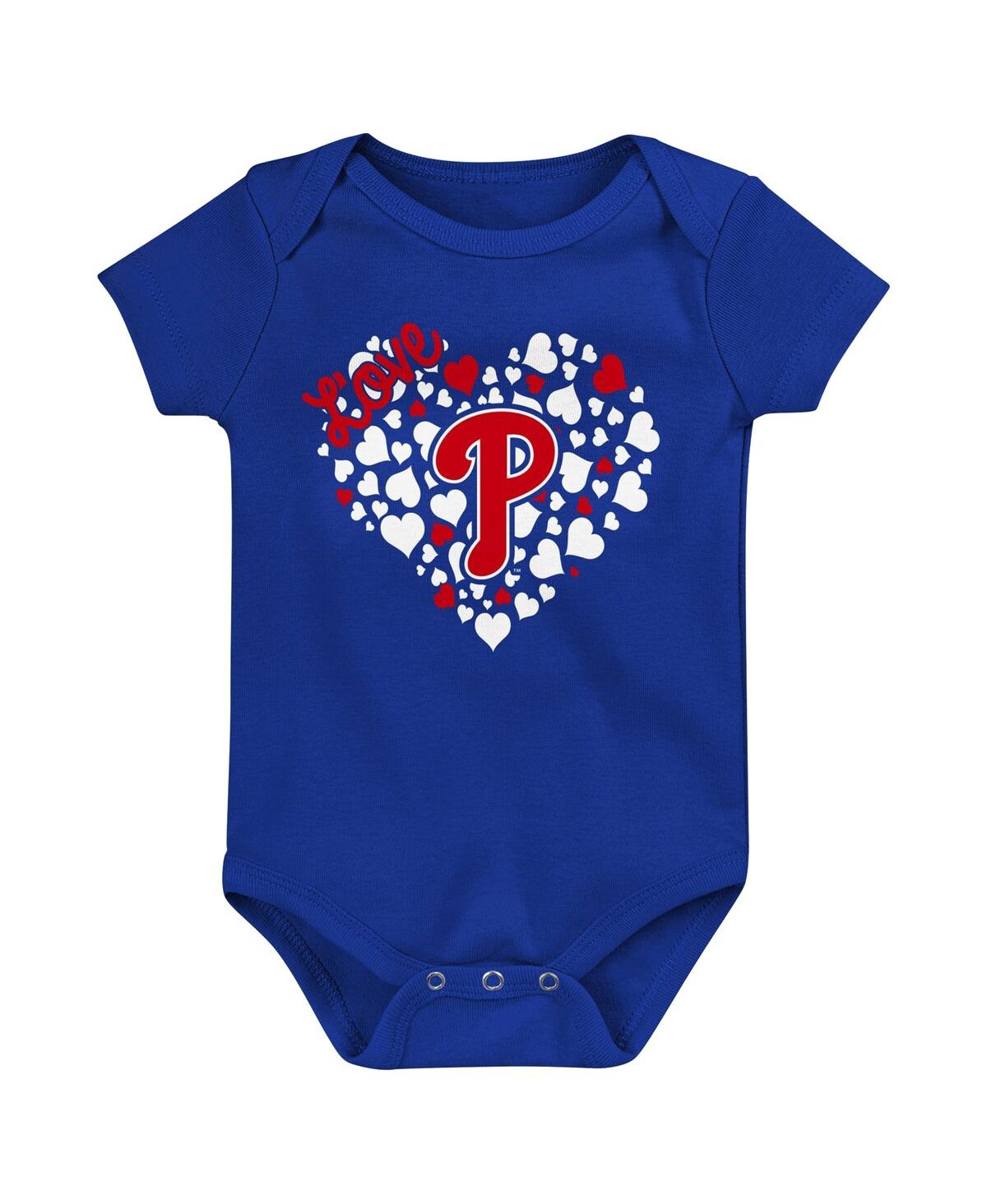 Baby Boys and Girls Outerstuff Royal, Pink Philadelphia Phillies Three-Pack Home Run Bodysuit Set - Royal