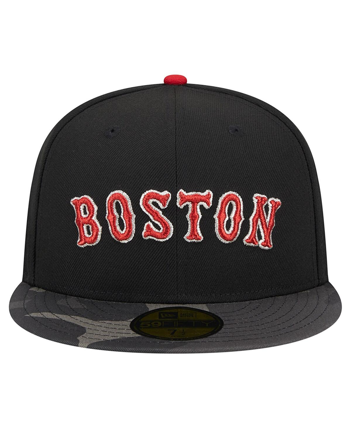 Shop New Era Men's  Black Boston Red Sox Metallic Camo 59fifty Fitted Hat