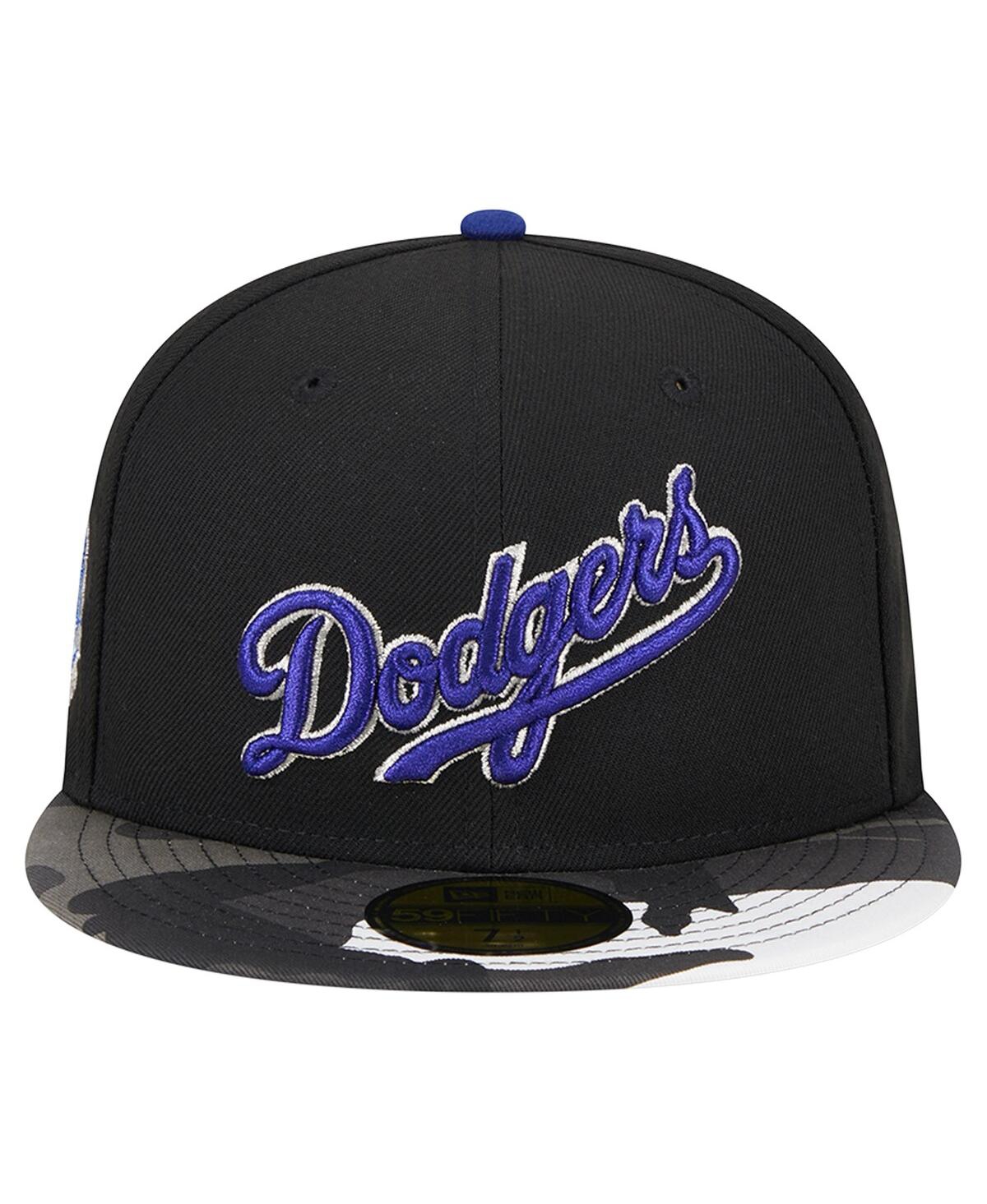 Shop New Era Men's  Black Los Angeles Dodgers Metallic Camo 59fifty Fitted Hat