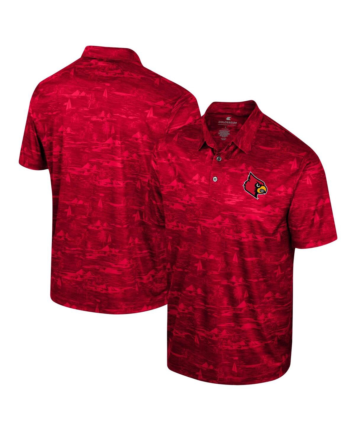 Shop Colosseum Men's  Red Louisville Cardinals Daly Print Polo Shirt