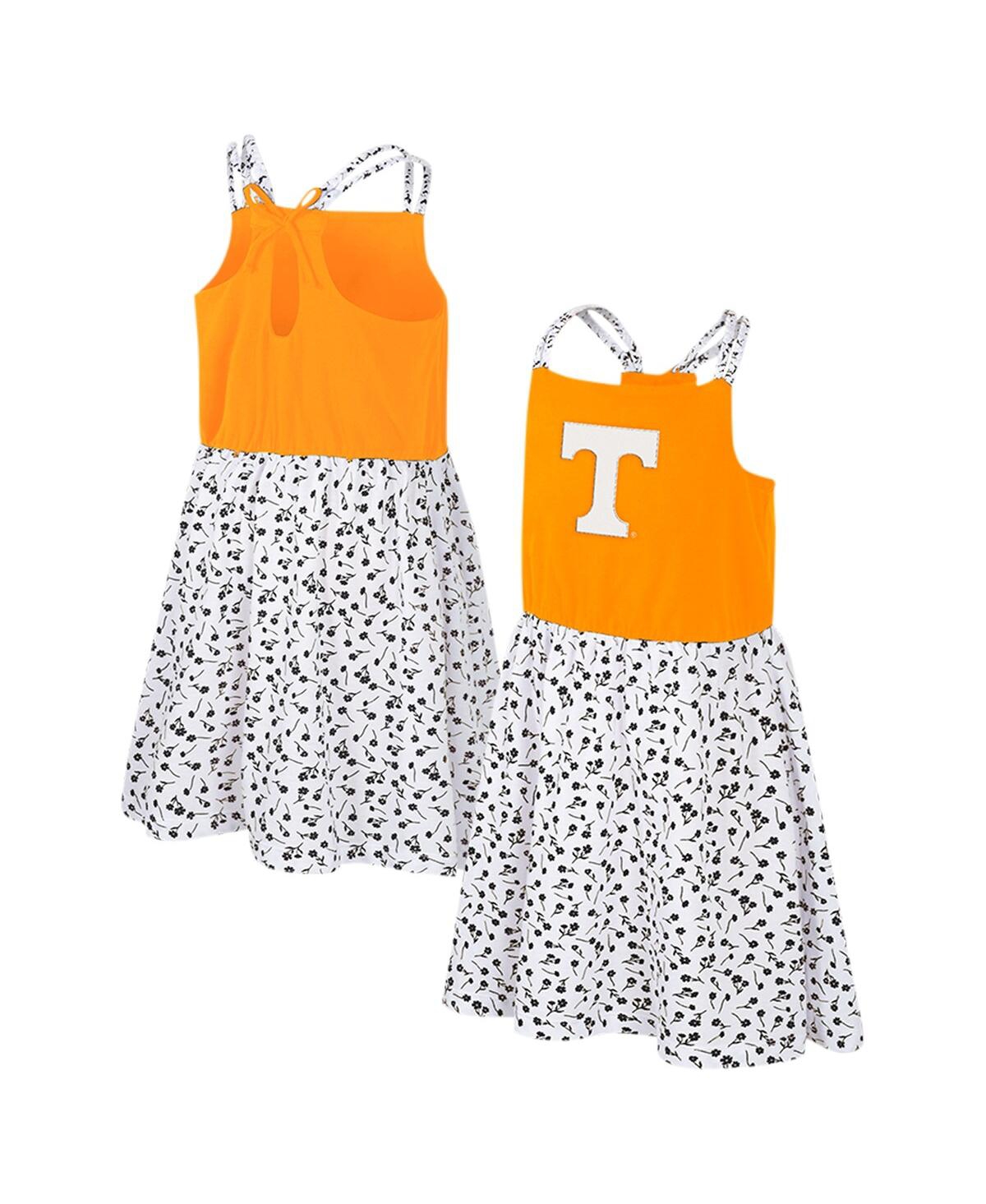 Colosseum Kids' Big Girls  Tennessee Orange, White Tennessee Volunteers Robin Floral Dress In Tennessee Orange,white