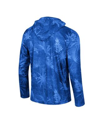 Men's Royal Kentucky Wildcats Palms Printed Lightweight Quarter-Zip Hooded Top