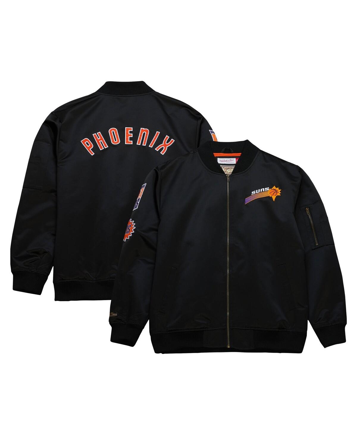 Mitchell & Ness Men's  Black Distressed Phoenix Suns Hardwood Classics Vintage-like Logo Full-zip Bom