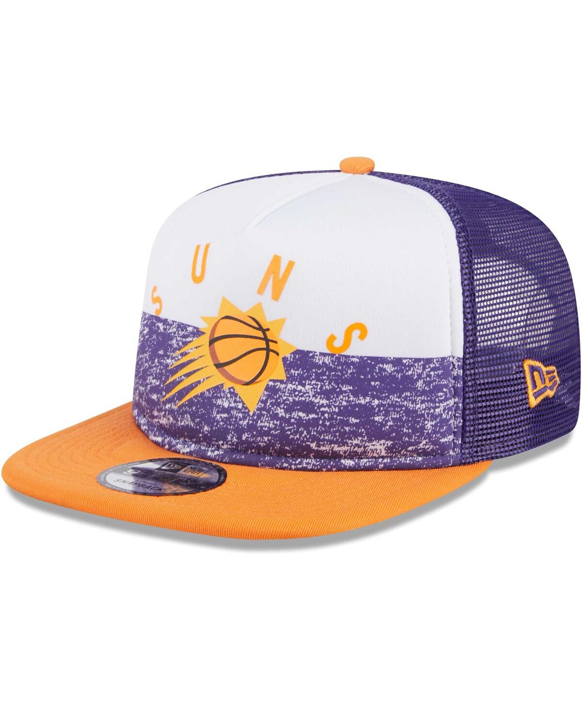 New Era Men's  Purple Phoenix Suns Arch A-frame Trucker 9fifty Snapbackâ Hat In Orange