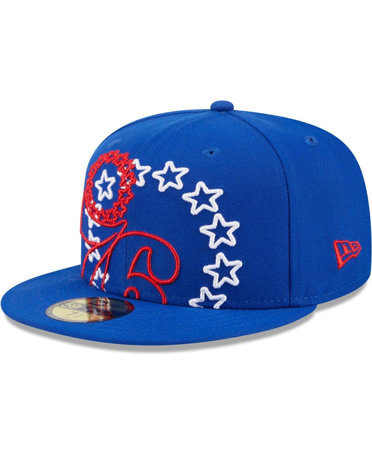 Men's New EraPhiladelphia 76ers Game Day Hollow Logo Mashup 59FIFTY Fitted Hat - Royal
