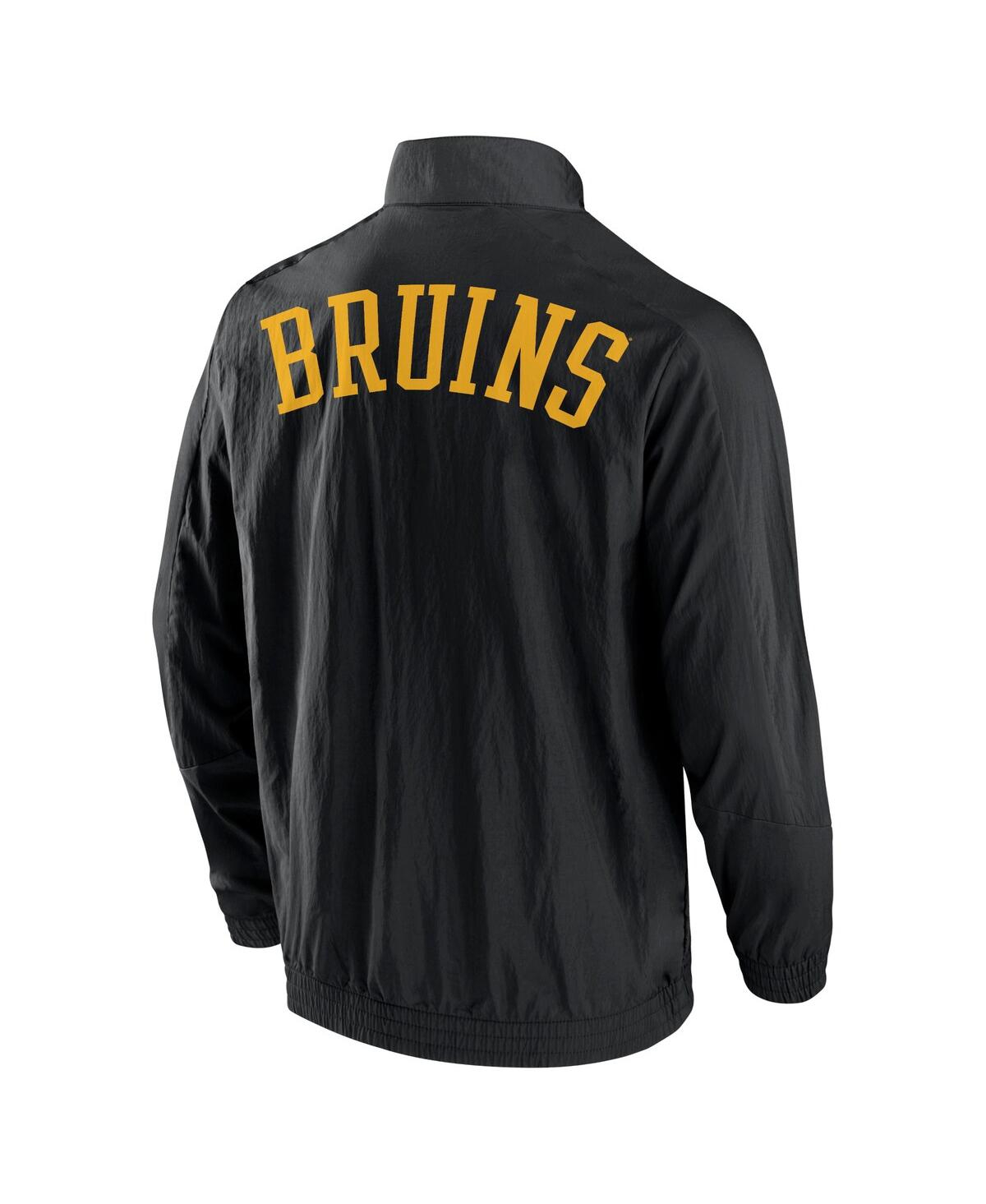 Shop Fanatics Men's  Black Boston Bruins Step Up Crinkle Raglan Full-zip Windbreaker Jacket