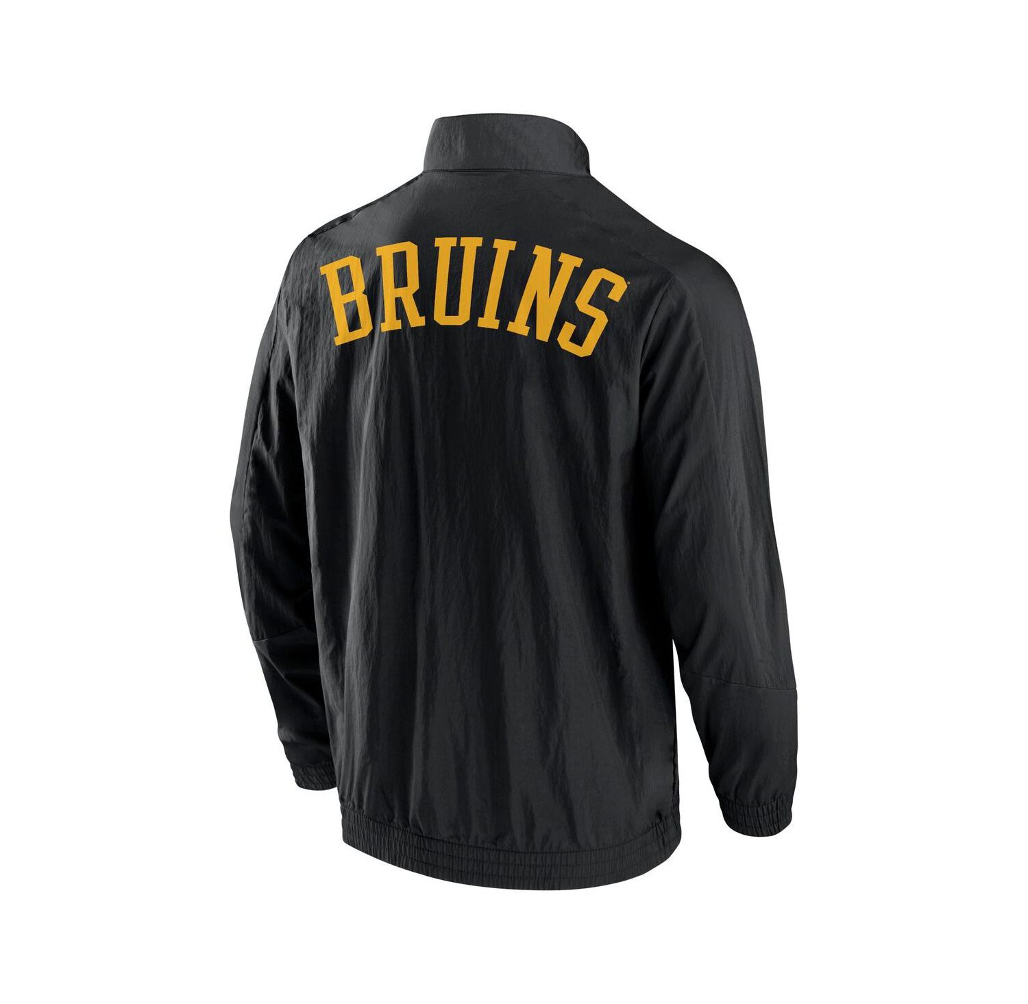 Men's Black Boston Bruins Step Up Crinkle Raglan Full-Zip Windbreaker Jacket