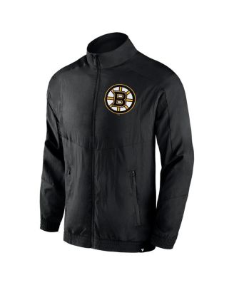 Men's Black Boston Bruins Step Up Crinkle Raglan Full-Zip Windbreaker Jacket