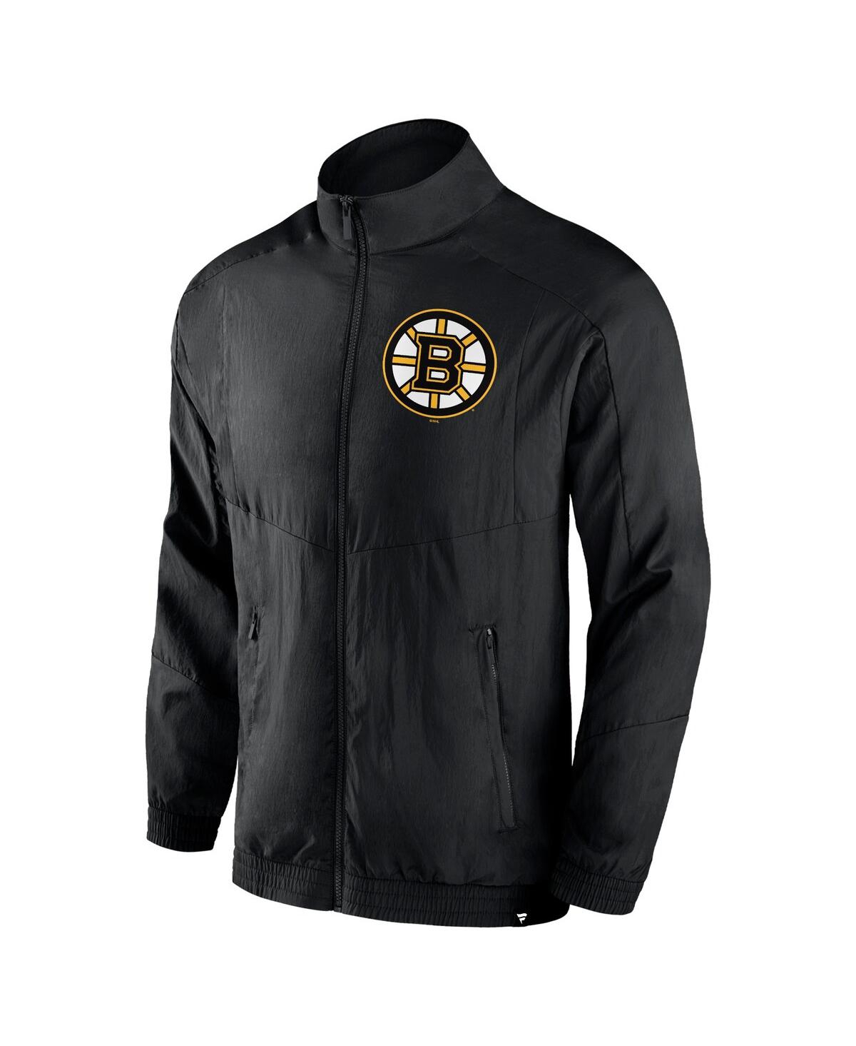 Shop Fanatics Men's  Black Boston Bruins Step Up Crinkle Raglan Full-zip Windbreaker Jacket