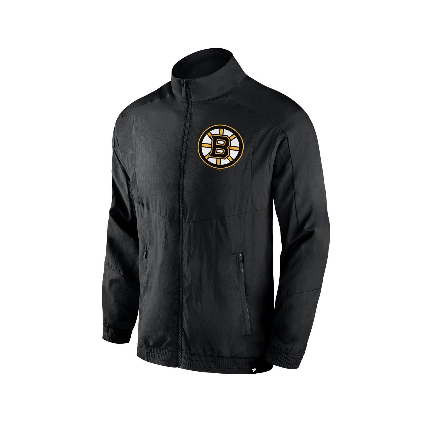 Men's Black Boston Bruins Step Up Crinkle Raglan Full-Zip Windbreaker Jacket