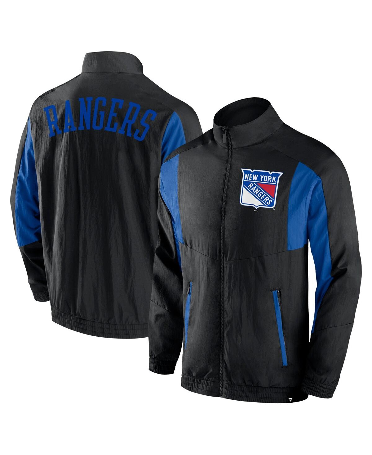 Fanatics Branded Black New York Rangers Step Up Crinkle Raglan Full-zip Windbreaker Jacket In Black