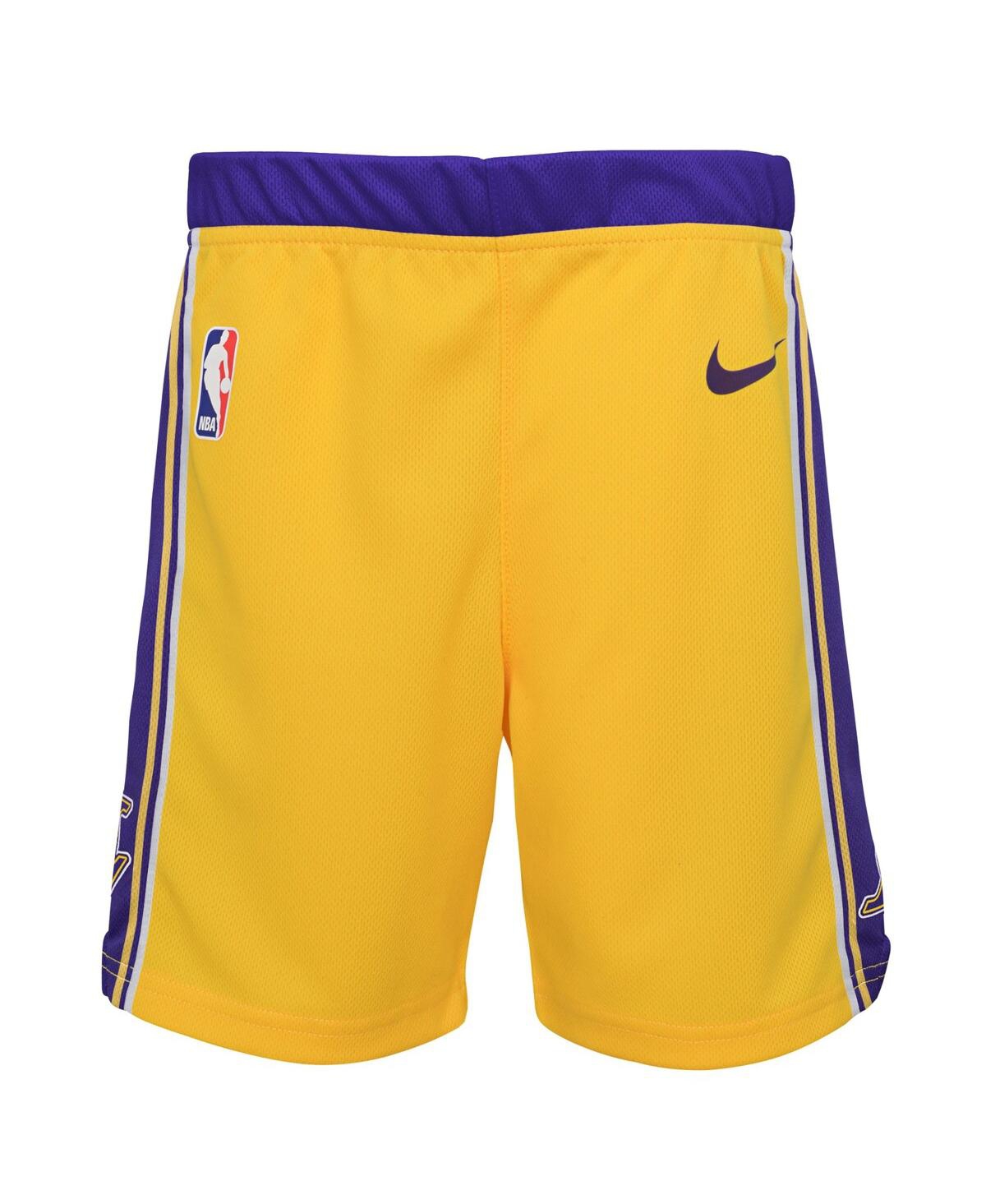 Shop Nike Little Boys And Girls  Gold Los Angeles Lakers Icon Replica Shorts