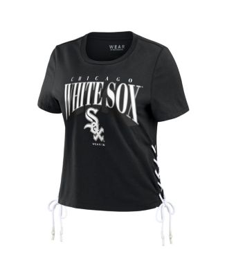 Women's Black Chicago White Sox Side Lace-Up Cropped T-shirt