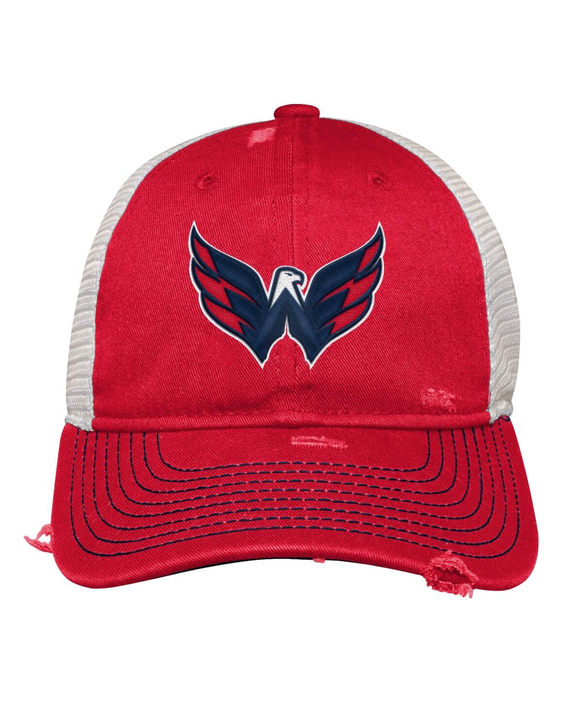 Shop Outerstuff Youth Boys And Girls Red Distressed Washington Capitals Slouch Trucker Adjustable Hat
